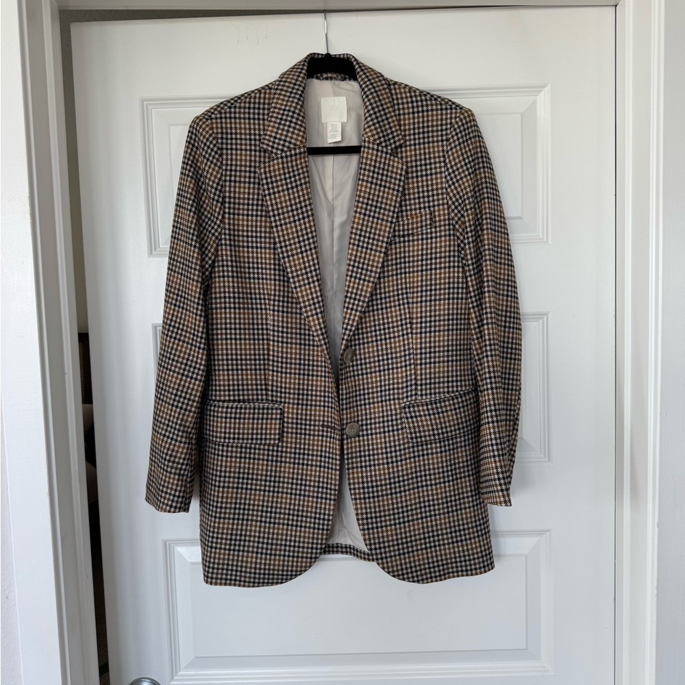 H&M Tan and Black Checkered Blazer